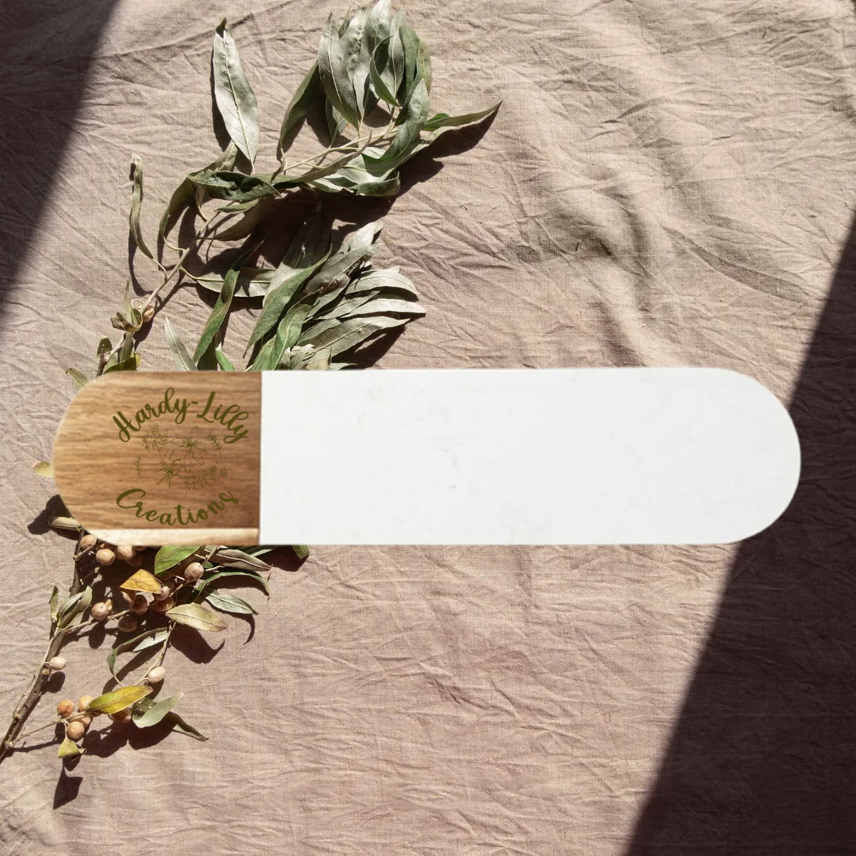Oval White Marble and Acacia Wood Serving Board