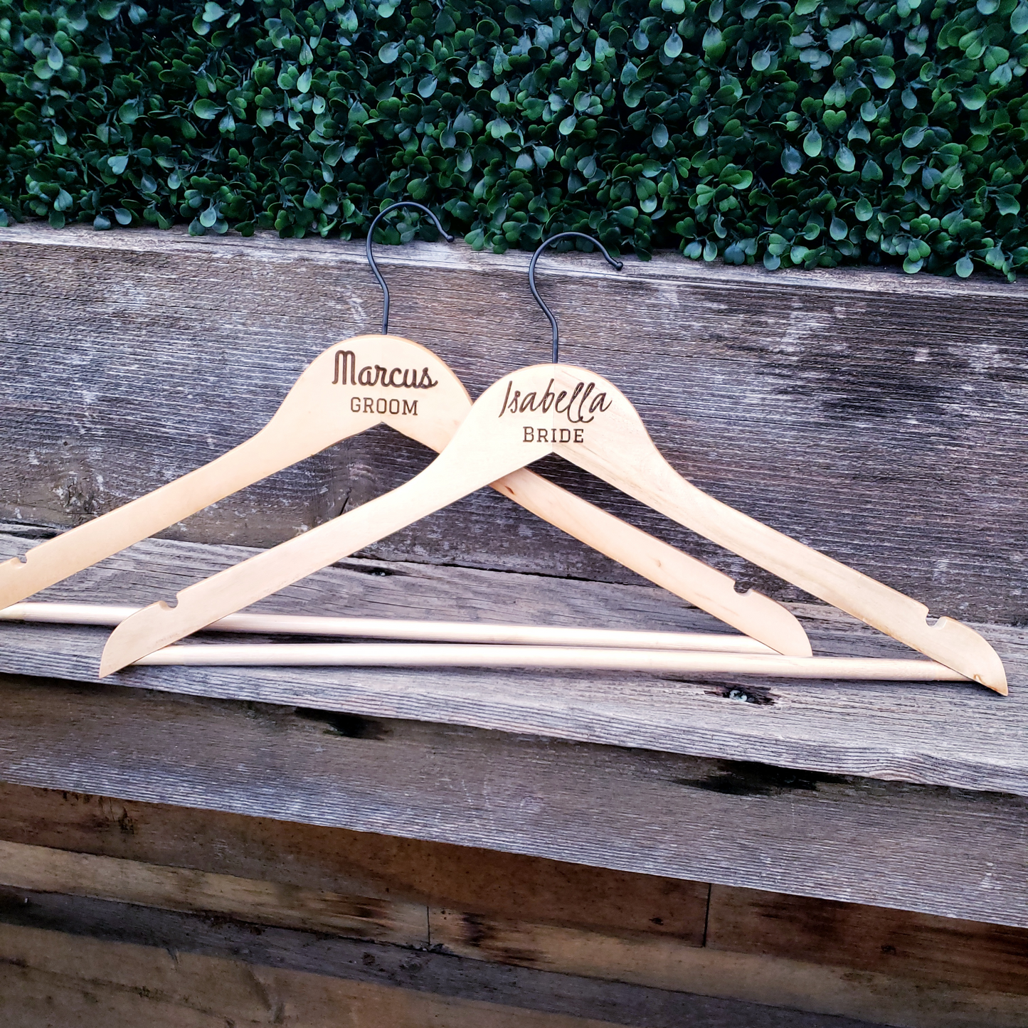 Custom Engraved Bride and Groom Hangers