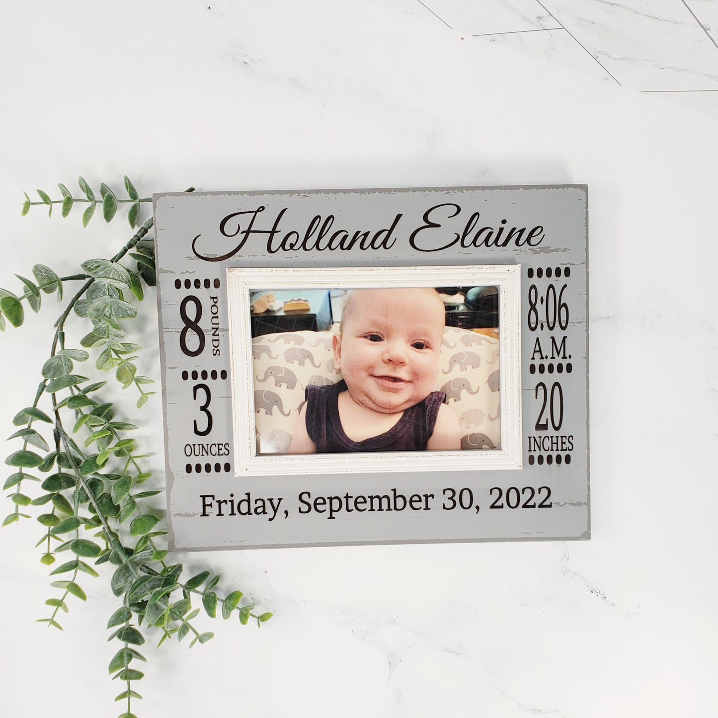 Gray and White Engraved Frame