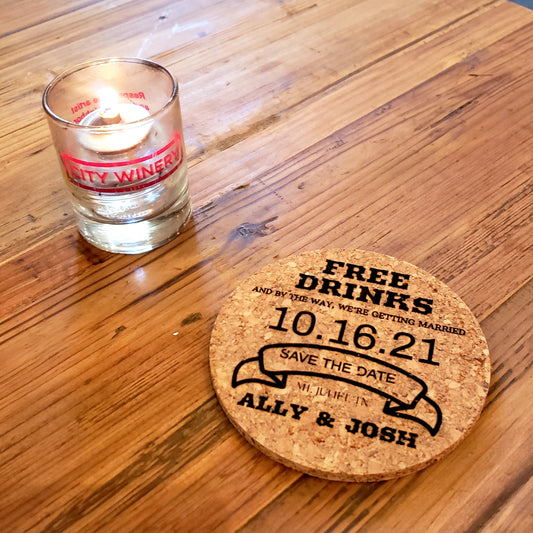 Save the Date Engraved Coaster